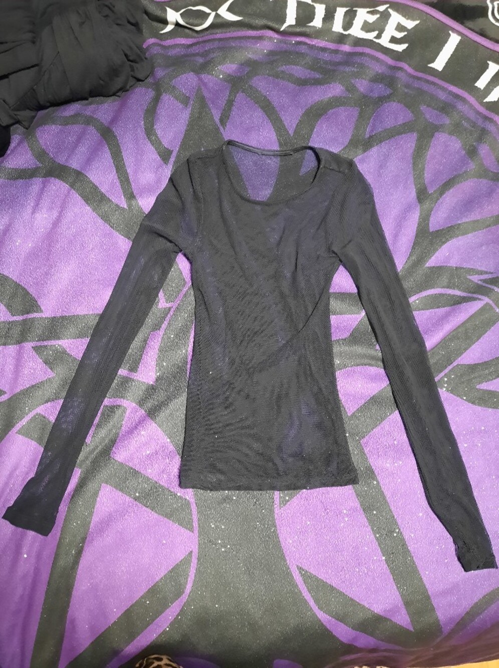 Women’s Long Sleeve Black Fishnet Top